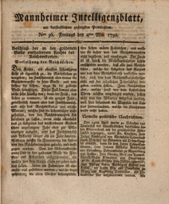 Mannheimer Intelligenzblatt Freitag 4. Mai 1792