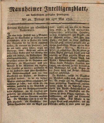 Mannheimer Intelligenzblatt Freitag 25. Mai 1792