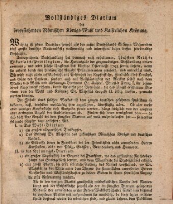 Mannheimer Intelligenzblatt Sonntag 1. Juli 1792