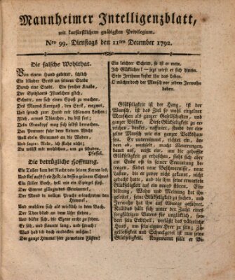 Mannheimer Intelligenzblatt Dienstag 11. Dezember 1792