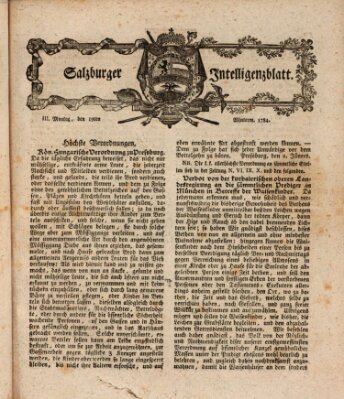 Salzburger Intelligenzblatt Montag 19. Januar 1784