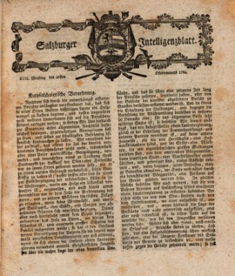 Salzburger Intelligenzblatt Montag 26. April 1784