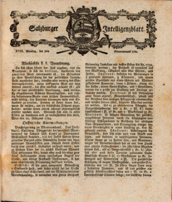 Salzburger Intelligenzblatt Montag 3. Mai 1784