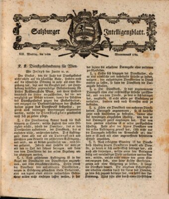 Salzburger Intelligenzblatt Montag 10. Mai 1784