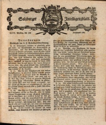 Salzburger Intelligenzblatt Montag 5. Juli 1784