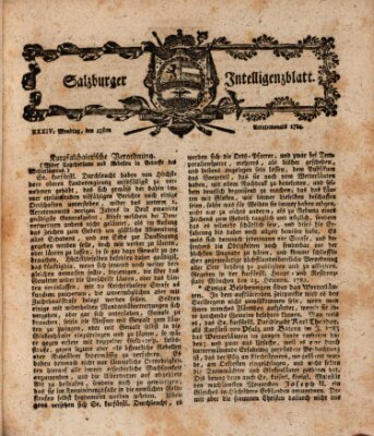 Salzburger Intelligenzblatt Montag 23. August 1784