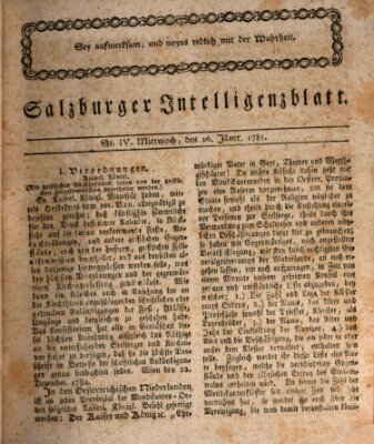 Salzburger Intelligenzblatt Mittwoch 26. Januar 1785