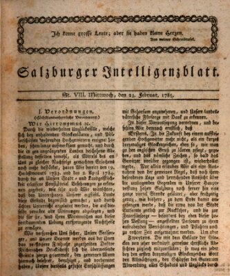 Salzburger Intelligenzblatt Mittwoch 23. Februar 1785