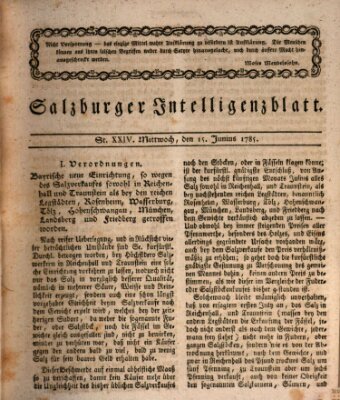 Salzburger Intelligenzblatt Mittwoch 15. Juni 1785