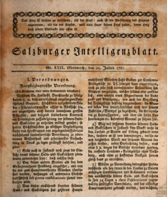 Salzburger Intelligenzblatt Mittwoch 20. Juli 1785