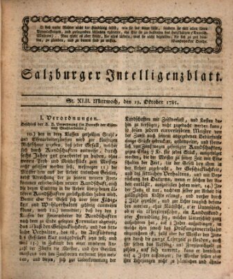 Salzburger Intelligenzblatt Mittwoch 19. Oktober 1785