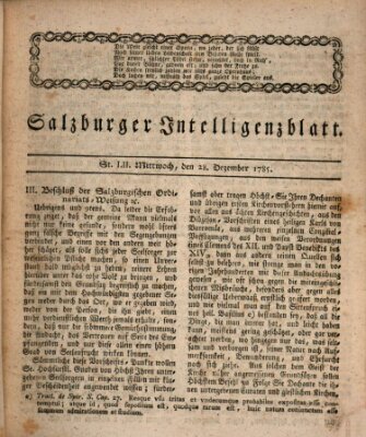 Salzburger Intelligenzblatt Mittwoch 28. Dezember 1785