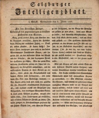 Salzburger Intelligenzblatt Samstag 7. Januar 1786