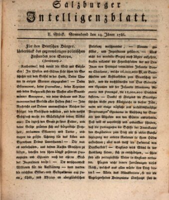 Salzburger Intelligenzblatt Samstag 14. Januar 1786