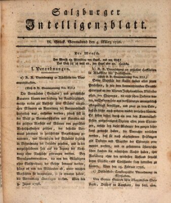 Salzburger Intelligenzblatt Samstag 4. März 1786