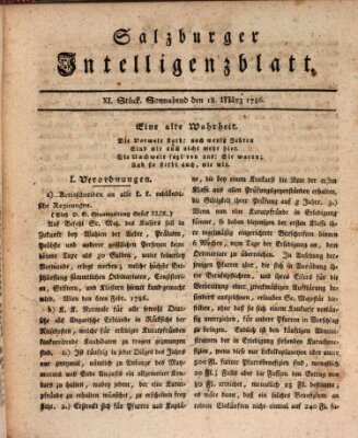 Salzburger Intelligenzblatt Samstag 18. März 1786