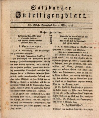 Salzburger Intelligenzblatt Samstag 25. März 1786