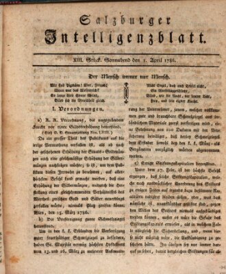 Salzburger Intelligenzblatt Samstag 1. April 1786