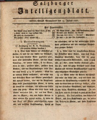 Salzburger Intelligenzblatt Samstag 15. Juli 1786