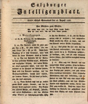 Salzburger Intelligenzblatt Samstag 26. August 1786