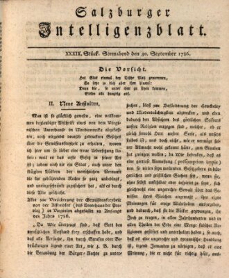 Salzburger Intelligenzblatt Samstag 30. September 1786