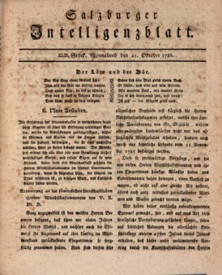 Salzburger Intelligenzblatt Samstag 21. Oktober 1786