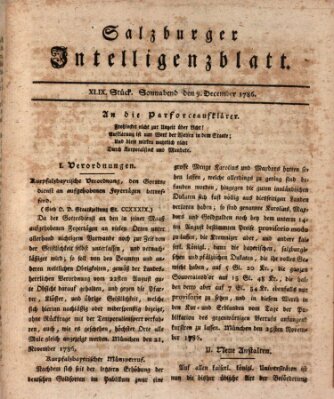 Salzburger Intelligenzblatt Samstag 9. Dezember 1786