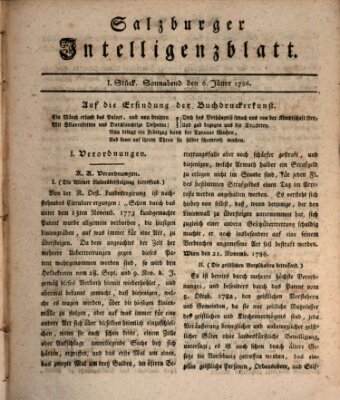 Salzburger Intelligenzblatt Samstag 6. Januar 1787