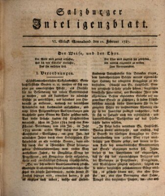 Salzburger Intelligenzblatt Samstag 10. Februar 1787