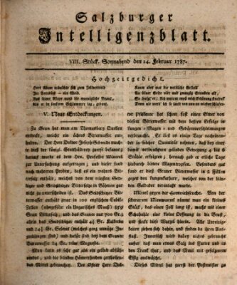 Salzburger Intelligenzblatt Samstag 24. Februar 1787