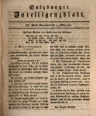 Salzburger Intelligenzblatt Samstag 31. März 1787