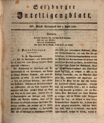 Salzburger Intelligenzblatt Samstag 7. April 1787