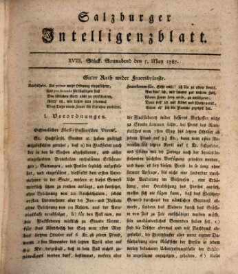 Salzburger Intelligenzblatt Samstag 5. Mai 1787