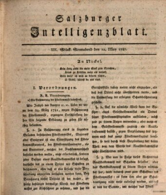 Salzburger Intelligenzblatt Samstag 12. Mai 1787