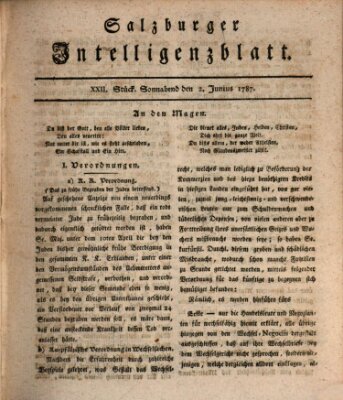 Salzburger Intelligenzblatt Samstag 2. Juni 1787