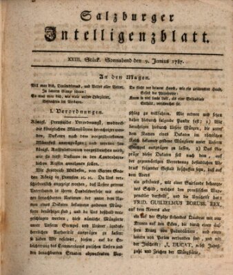 Salzburger Intelligenzblatt Samstag 9. Juni 1787