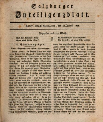 Salzburger Intelligenzblatt Samstag 25. August 1787