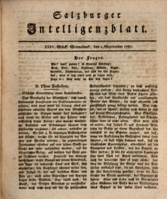 Salzburger Intelligenzblatt Samstag 1. September 1787