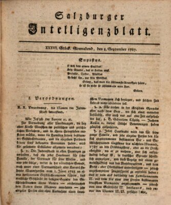 Salzburger Intelligenzblatt Samstag 8. September 1787