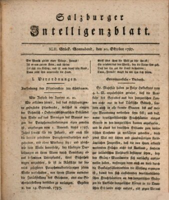 Salzburger Intelligenzblatt Samstag 20. Oktober 1787