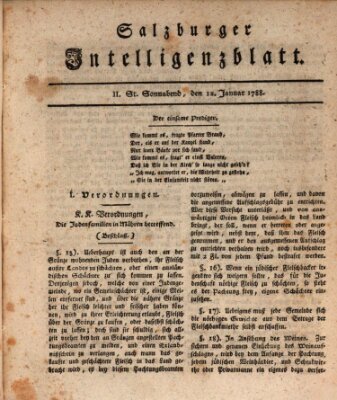 Salzburger Intelligenzblatt Samstag 12. Januar 1788