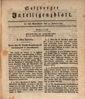 Salzburger Intelligenzblatt Samstag 19. Januar 1788