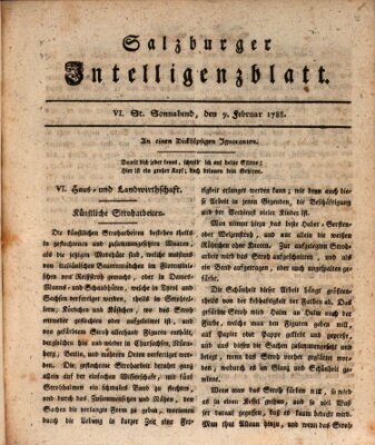 Salzburger Intelligenzblatt Samstag 9. Februar 1788