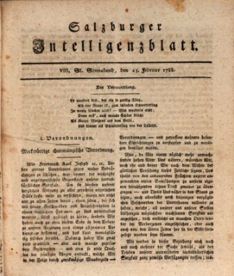 Salzburger Intelligenzblatt Samstag 23. Februar 1788