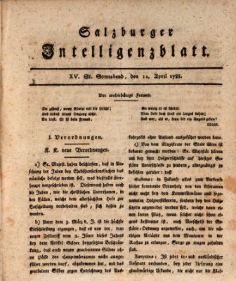 Salzburger Intelligenzblatt Samstag 12. April 1788