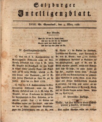 Salzburger Intelligenzblatt Samstag 3. Mai 1788