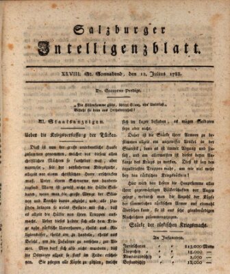 Salzburger Intelligenzblatt Samstag 12. Juli 1788