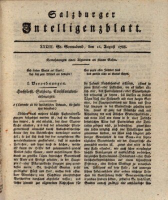 Salzburger Intelligenzblatt Samstag 16. August 1788