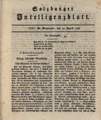 Salzburger Intelligenzblatt Samstag 30. August 1788