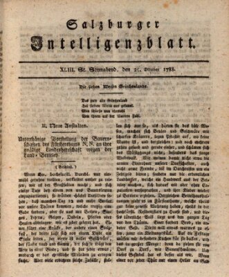 Salzburger Intelligenzblatt Samstag 25. Oktober 1788